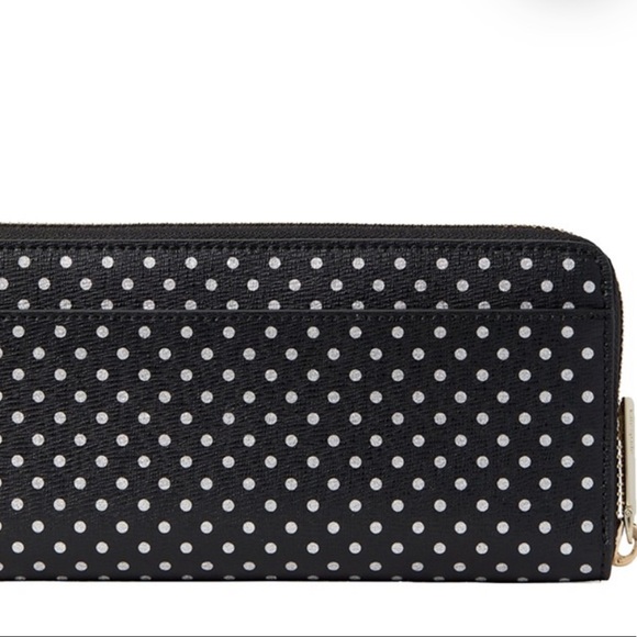 Kate Spade Spencer Metallic Dot Slim Continental Wallet in Black Multi k4546 - Picture 3 of 16